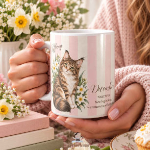 December Birth Flower Narcissus and Cat Bridesmaid Coffee Mug
