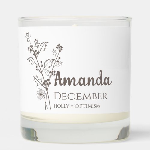 December Birth Flower Personalized Gift For Women Scented Candle