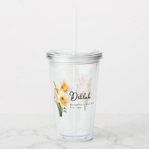 December Birth Month Flower Delilah Personalized Acrylic Tumbler