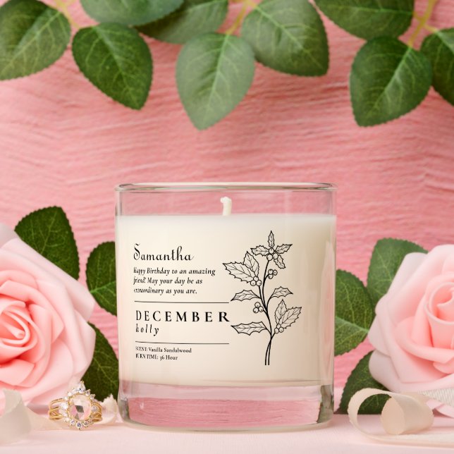 December Birth Month Flower Holly Birthday Gift Scented Candle (Wedding)