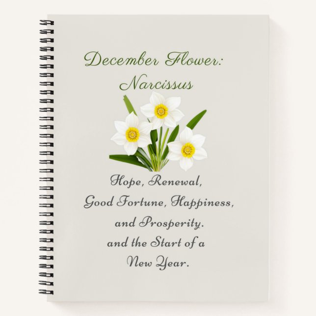 December Birth Month Flower Narcissus Elegant     Notebook (Front)