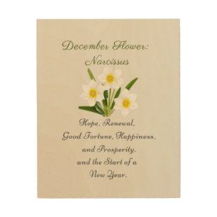 December Birth Month Flower Narcissus Elegant Wood Wall Art