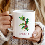 December Birth Month Flower Red and Green Holly Coffee Mug<br><div class="desc">Customized coffee mugs make excellent gifts, whether for yourself or someone else! The flower of the month design is perfect for birthday gifts or as a thoughtful present for bridesmaids. For December, the birth flower is the vibrant red and green holly plant. Holly symbolizes happiness, optimism, good fortune, and peace....</div>