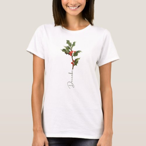 December Birth Month Flower  T_Shirt