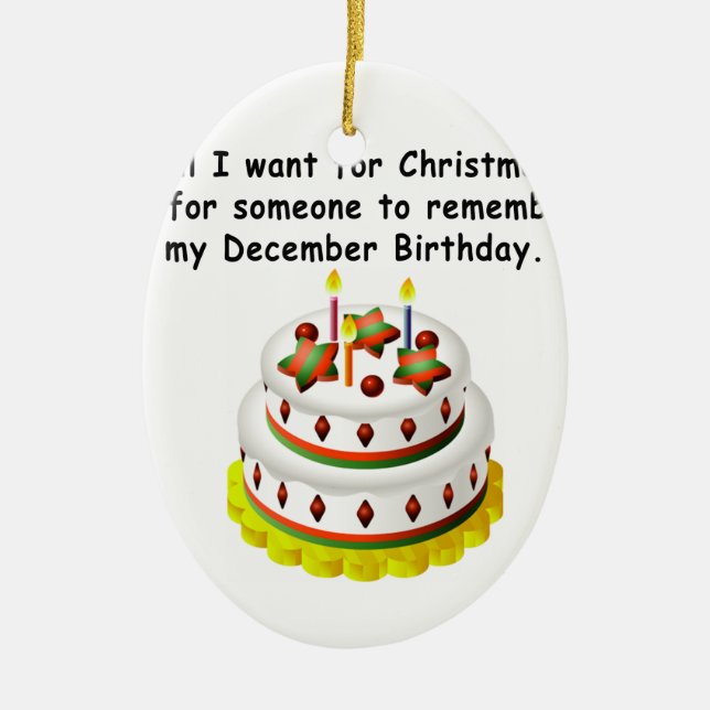December Birthday Ceramic Ornament (Front)