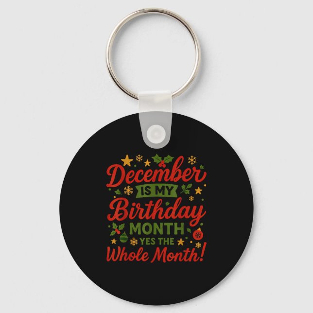 December Birthday Month Christmas Celebration Wint Keychain (Front)
