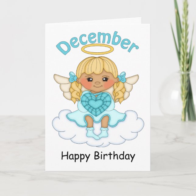 December Birthstone Angel Blond Birthday Card (Front)