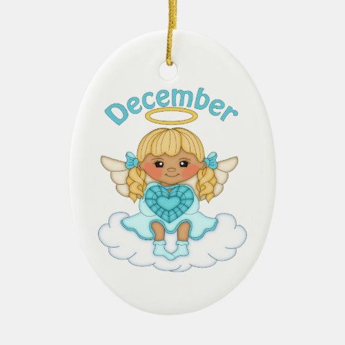 December Birthstone Angel Blonde Ceramic Ornament