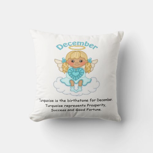 December Birthstone Angel Blonde Throw Pillow