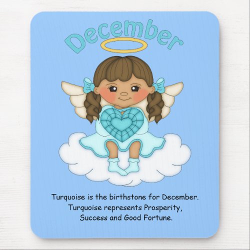 December Birthstone Angel Brunette Mouse Pad