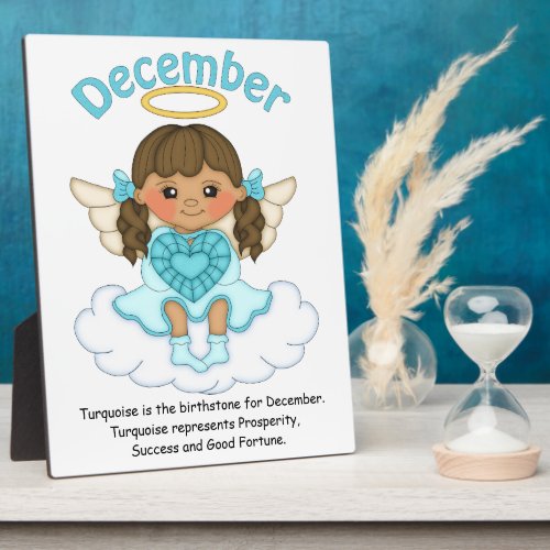 December Birthstone Angel Brunette Plaque