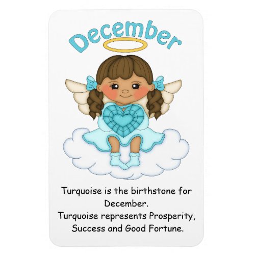 December Birthstone Angel Brunette Premium Magnet