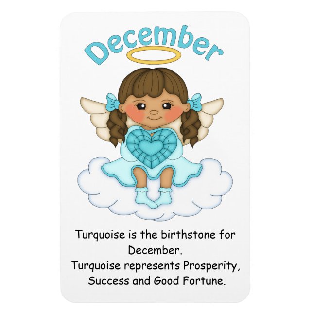 December Birthstone Angel Brunette Premium Magnet (Vertical)