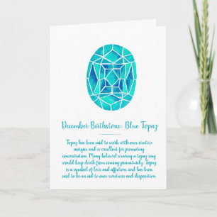 December Birthstone Blue Topaz Birthday Watercolor Card