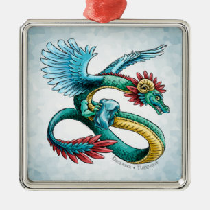 December Birthstone Dragon Turquoise Quetzalcoatl Metal Ornament