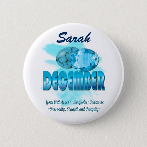 December Birthstone Picture and Meaning Pinback Button