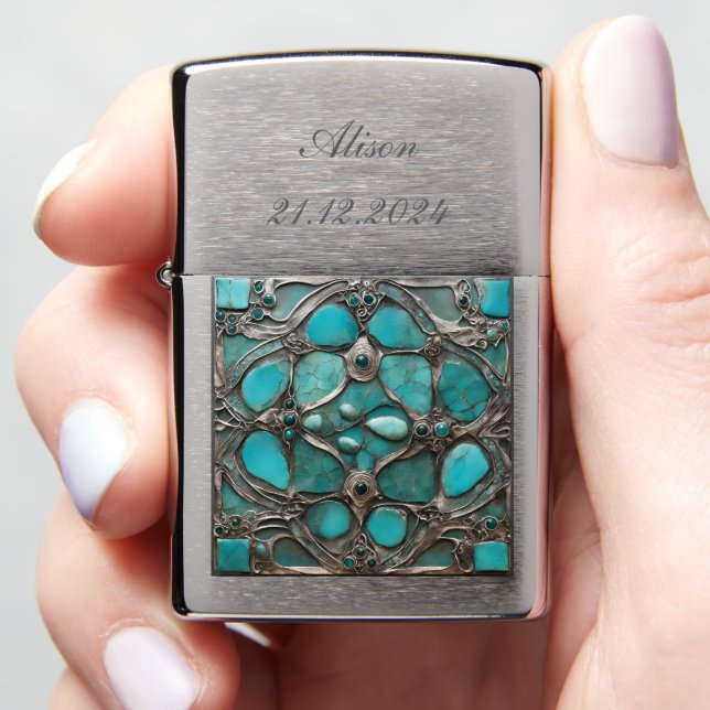 December Birthstone Silver Tanzanite  Zippo Lighter (In Hand)