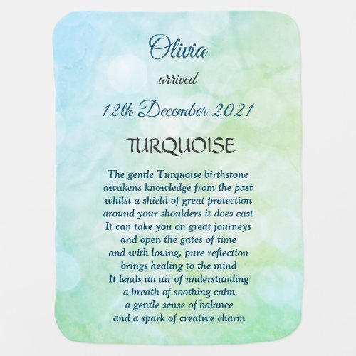 December Birthstone Turquoise design Baby Blanket