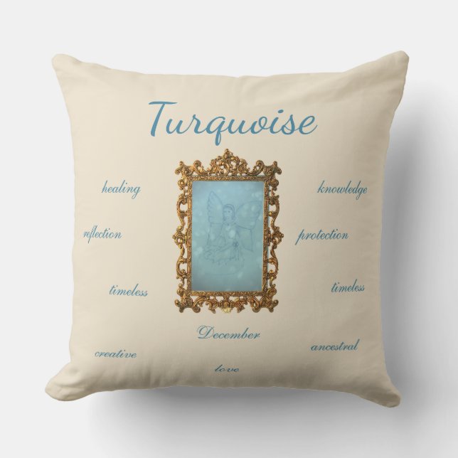 December Birthstone Turquoise Fairy Throw Pillow (Front)