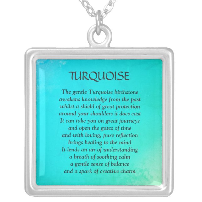 December Birthstone Turquoise Poem Necklace (Front)