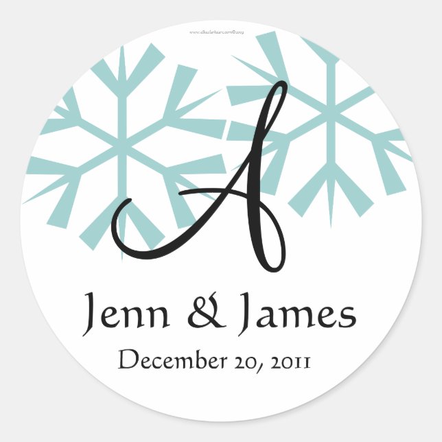 December Blue Snowflakes Monogram A Seal (Front)