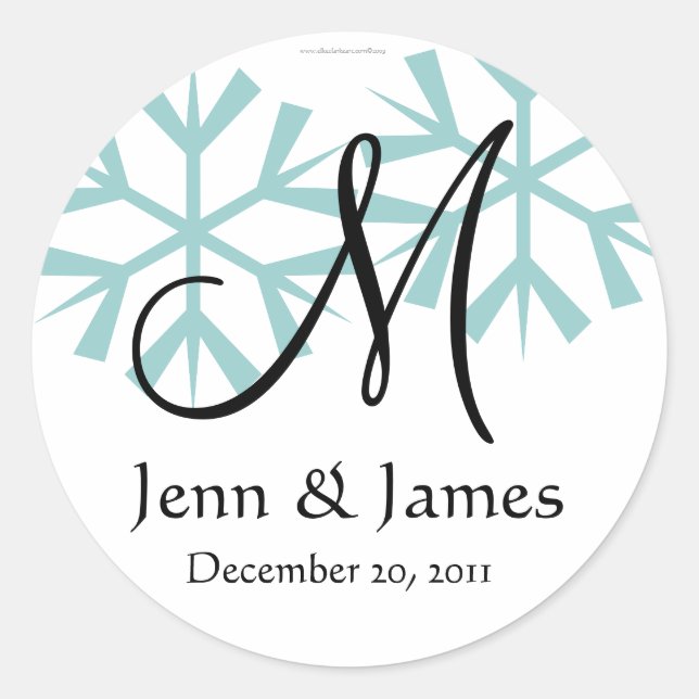 December Blue Snowflakes Monogram M Seal (Front)
