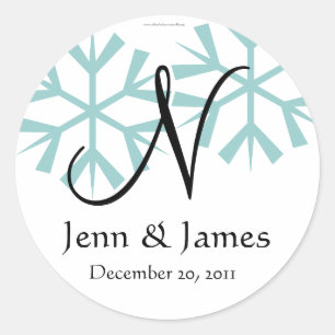 December Blue Snowflakes Monogram N Seal