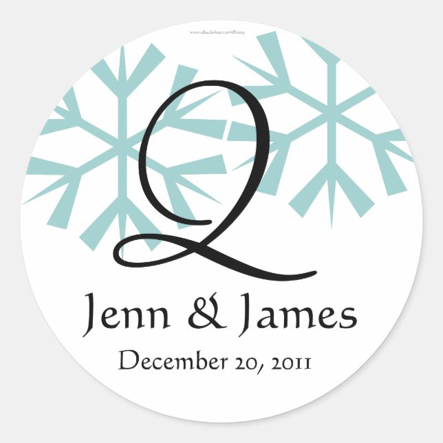 December Blue Snowflakes Monogram Q Seal (Front)