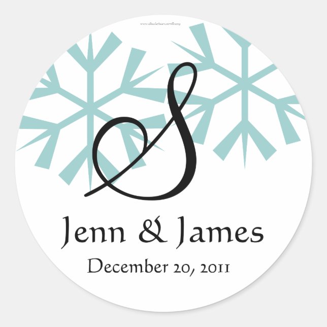 December Blue Snowflakes Monogram S Seal (Front)