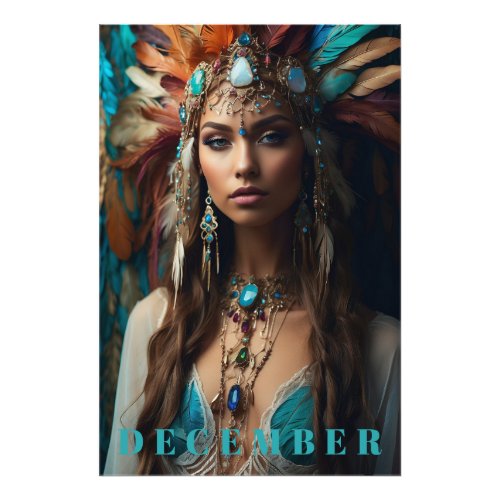  DECEMBER Boho Headdress Zircon Turquoise  AP53 Photo Print