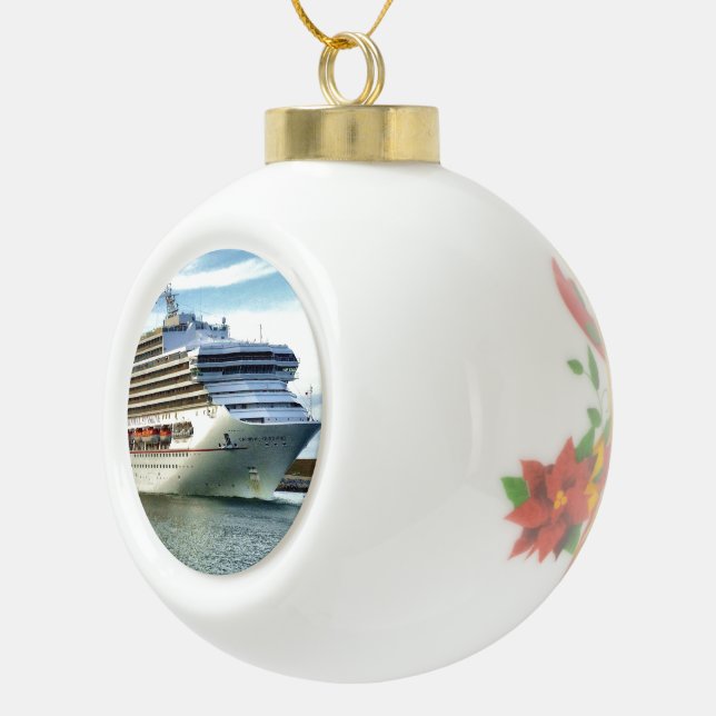 December Bow Ceramic Ball Christmas Ornament (Right)
