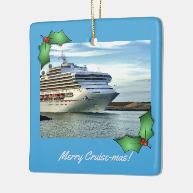December Bow Merry Cruise-mas Photo Ornament (Left)