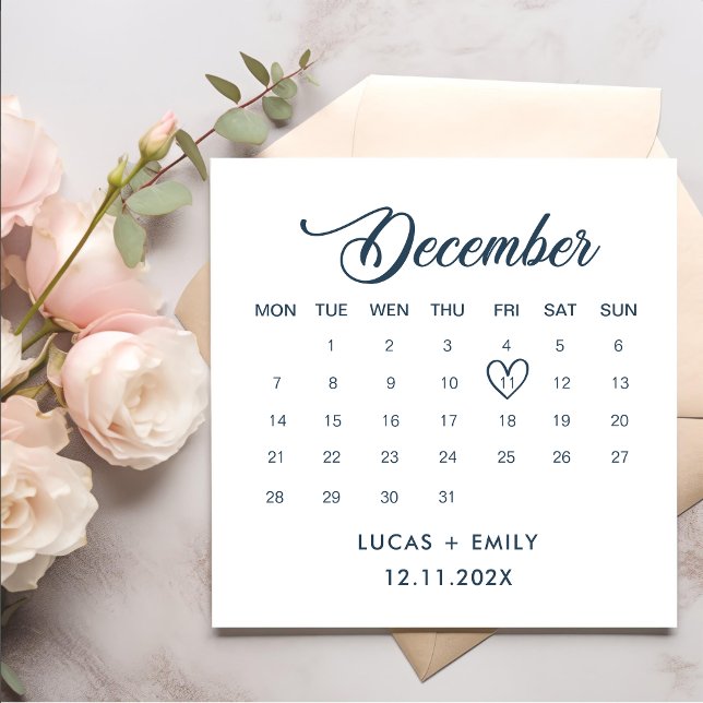 December Calendar Dark Blue Wedding Napkins (Creator Uploaded)