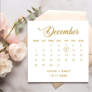December Calendar Gold Wedding Napkins