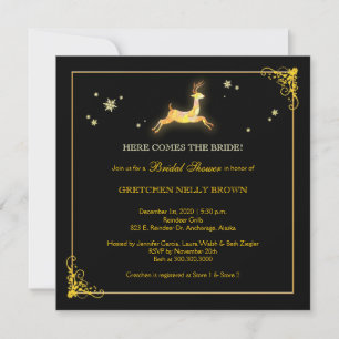 December Caribou Winter Bridal Shower Invitation