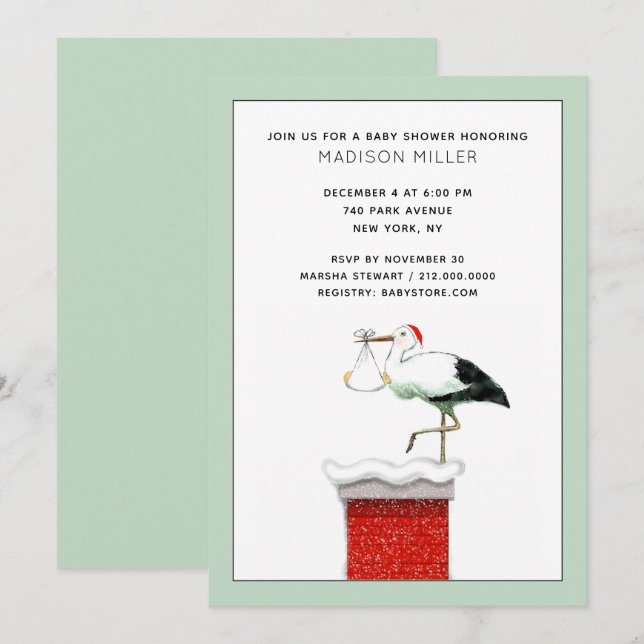December Christmas Baby Shower Invitation (Front/Back)