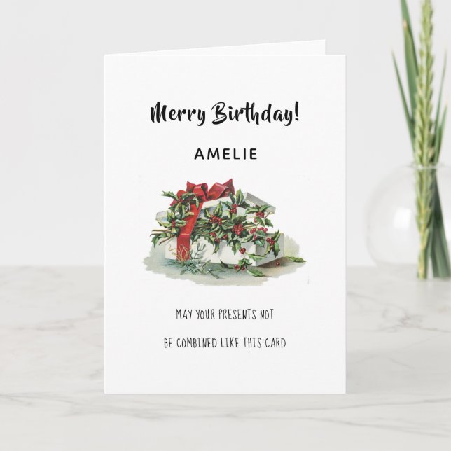 December christmas birthday funny pun holiday card (Front)