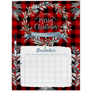 December Christmas Holiday Festive Blank Planner Dry Erase Board