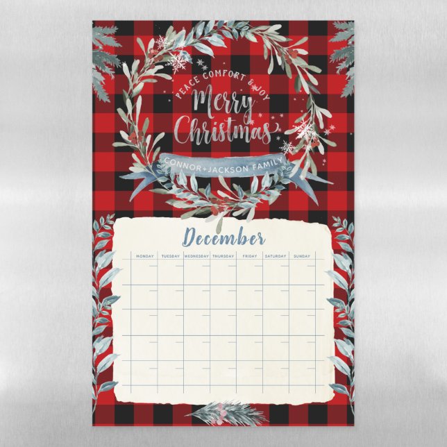 December Christmas Holiday Festive Blank Planner Magnetic Dry Erase Sheet (Vertical)