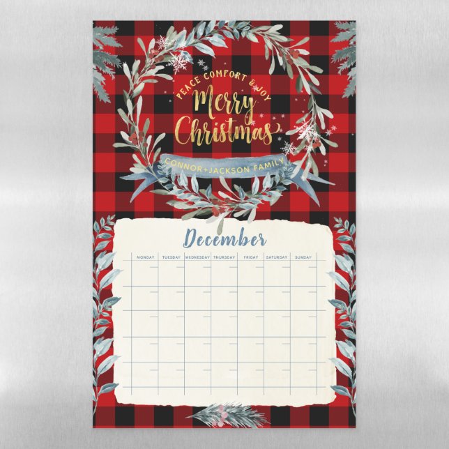 December Christmas Holiday Festive Blank Planner Magnetic Dry Erase Sheet (Vertical)