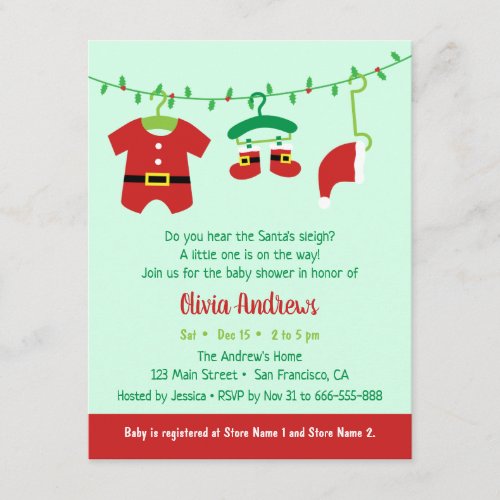 December Christmas Santa Baby Shower Invitations