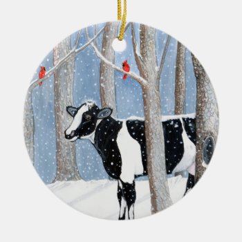 December Cow Ceramic Ornament by glorykmurphy at Zazzle