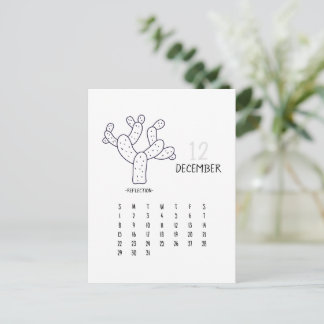 December Customizable Cactus 2024 Calendar Card