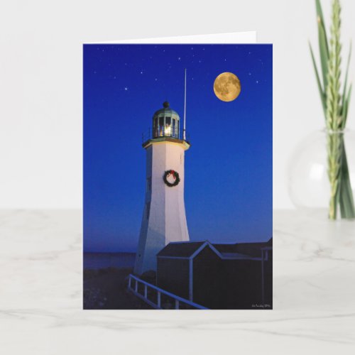 December evening at Scituate Light Holiday Card