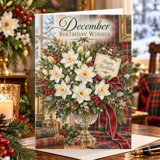 December Floral Birthday Wishes Narcissus Birthday Card