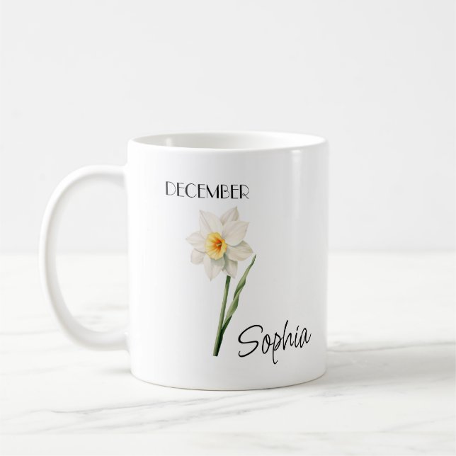  December Flower Personalized Coffee Mug (Left)