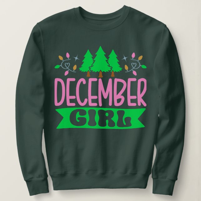 December Girl Pretty Pink and Green Sorority Aka C Sweatshirt (Design Front)