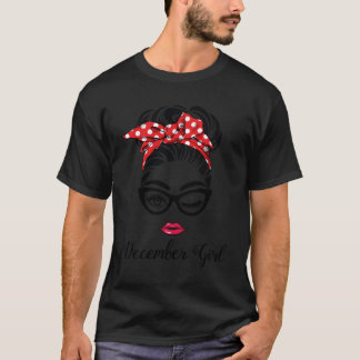 December Girl Woman Face Wink Eyes Lady Face Birth T-Shirt
