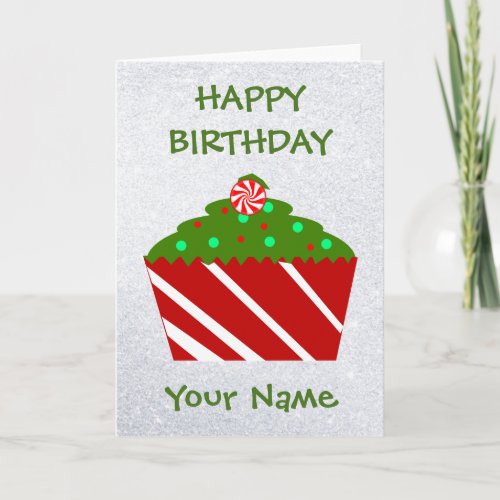 December Happy Birthday Cupcake Card