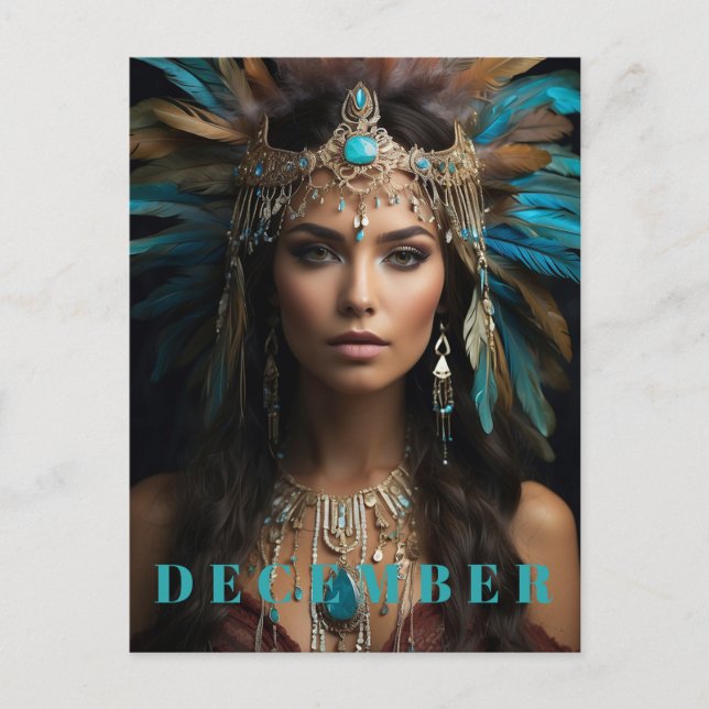 *~* DECEMBER Headdress Turquoise Zircon AP53 Postcard (Front)